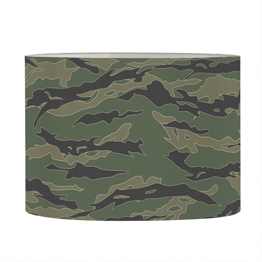 Green Tiger Stripe Camouflage Print Drum Lamp Shade
