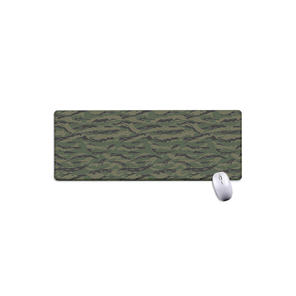 Green Tiger Stripe Camouflage Print Extended Mouse Pad