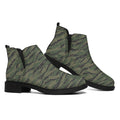 Green Tiger Stripe Camouflage Print Flat Ankle Boots