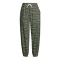 Green Tiger Stripe Camouflage Print Fleece Lined Knit Pants