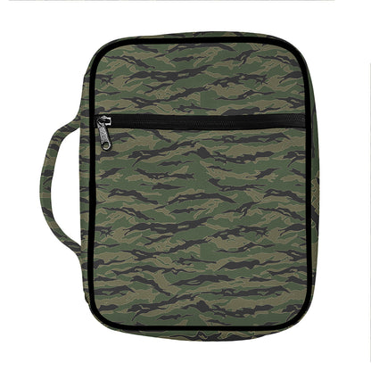 Green Tiger Stripe Camouflage Print Front Pocket Bible Bag