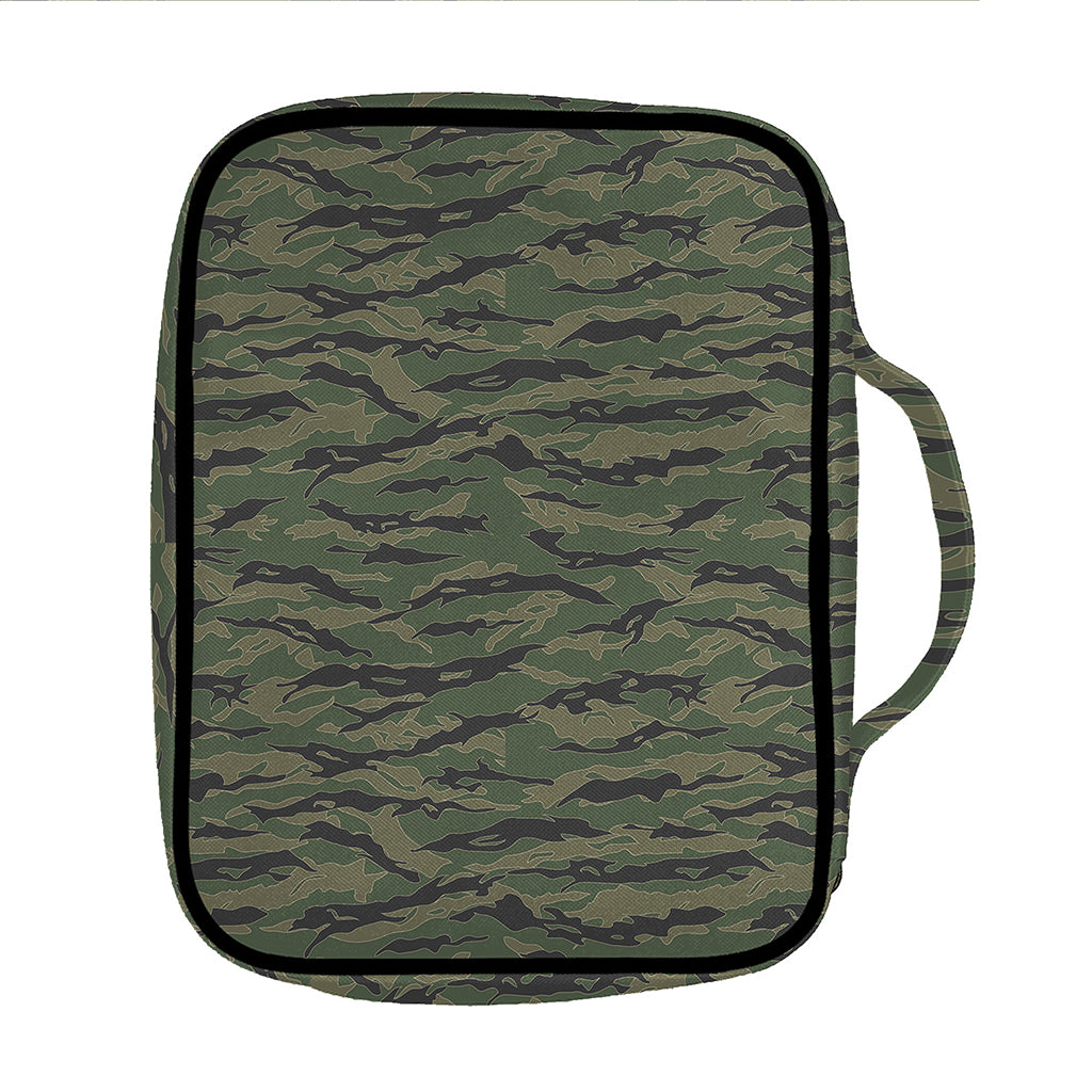 Green Tiger Stripe Camouflage Print Front Pocket Bible Bag