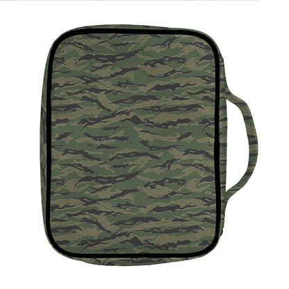 Green Tiger Stripe Camouflage Print Front Pocket Bible Bag
