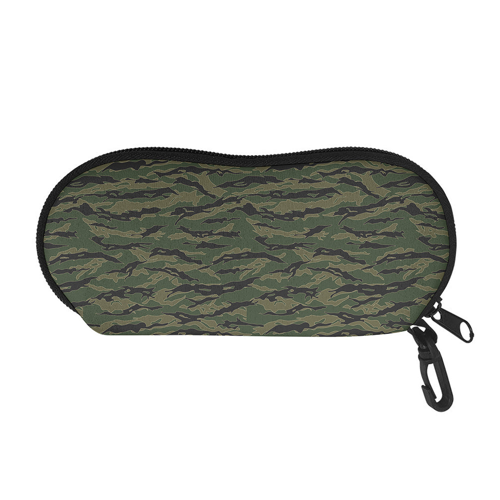 Green Tiger Stripe Camouflage Print Glasses Case