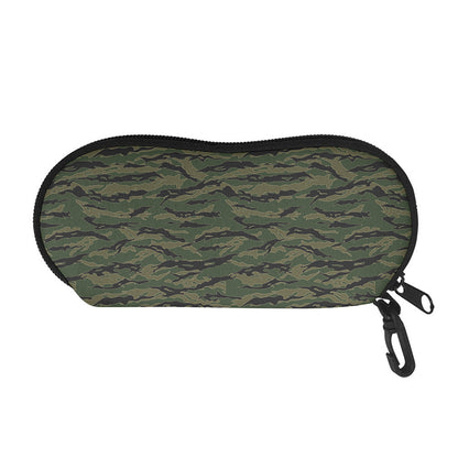 Green Tiger Stripe Camouflage Print Glasses Case