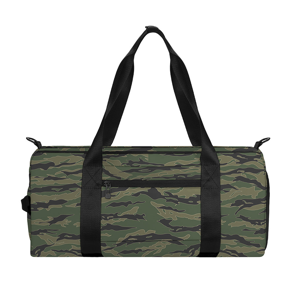 Green Tiger Stripe Camouflage Print Gym Bag