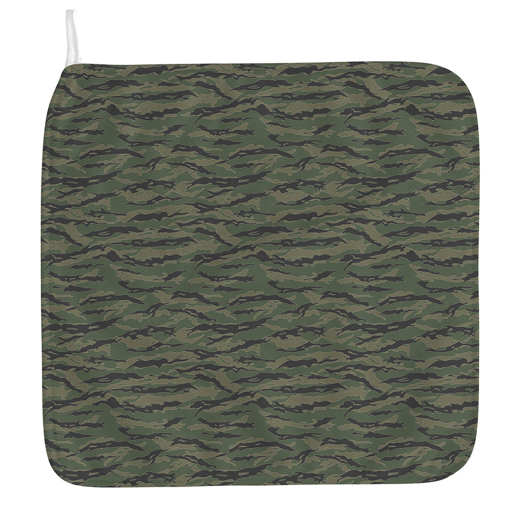 Green Tiger Stripe Camouflage Print Hand Towel