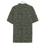 Green Tiger Stripe Camouflage Print Hawaiian Shirt