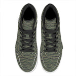 Green Tiger Stripe Camouflage Print High Top Leather Sneakers