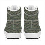 Green Tiger Stripe Camouflage Print High Top Leather Sneakers