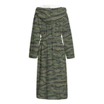 Green Tiger Stripe Camouflage Print Hooded Bathrobe