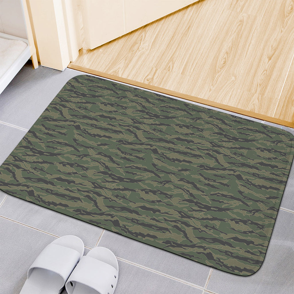 Green Tiger Stripe Camouflage Print Indoor Door Mat
