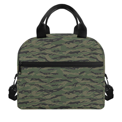 Green Tiger Stripe Camouflage Print Insulated Lunch Bag