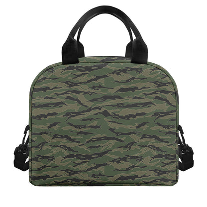 Green Tiger Stripe Camouflage Print Insulated Lunch Bag