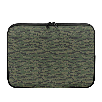 Green Tiger Stripe Camouflage Print Laptop Sleeve