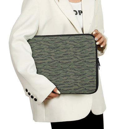 Green Tiger Stripe Camouflage Print Laptop Sleeve