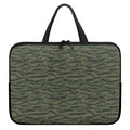 Green Tiger Stripe Camouflage Print Laptop Sleeve With Handle