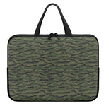 Green Tiger Stripe Camouflage Print Laptop Sleeve With Handle