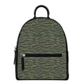 Green Tiger Stripe Camouflage Print Leather Backpack