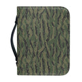 Green Tiger Stripe Camouflage Print Leather Bible Cover