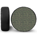 Green Tiger Stripe Camouflage Print Leather Spare Tire Cover