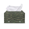 Green Tiger Stripe Camouflage Print Leather Tissue Box Cover