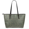 Green Tiger Stripe Camouflage Print Leather Tote Bag