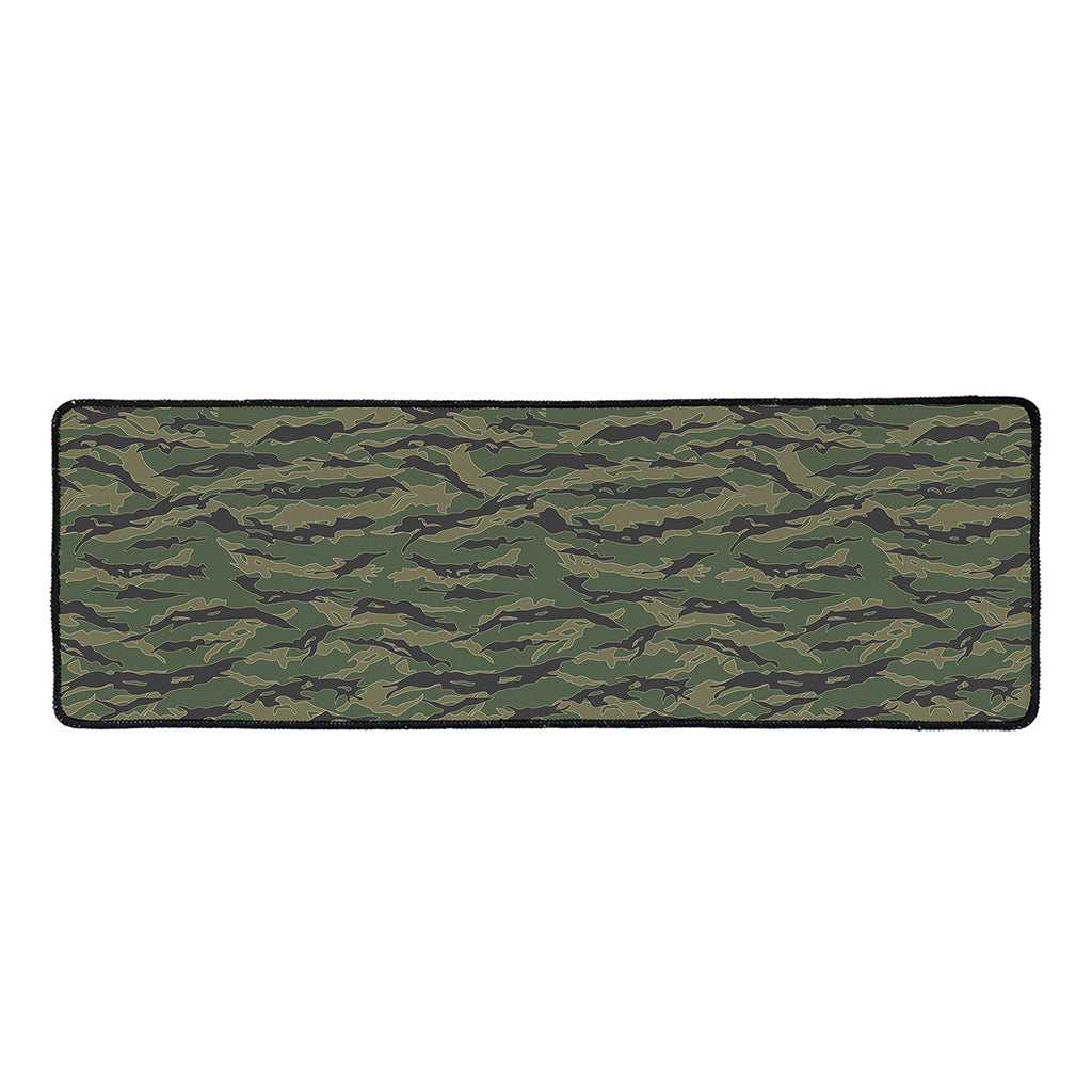 Green Tiger Stripe Camouflage Print Long Kitchen Mat
