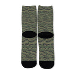 Green Tiger Stripe Camouflage Print Long Socks