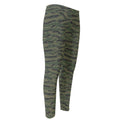 Green Tiger Stripe Camouflage Print Men's Compression Pants