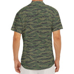 Green Tiger Stripe Camouflage Print Men's Deep V-Neck Shirt
