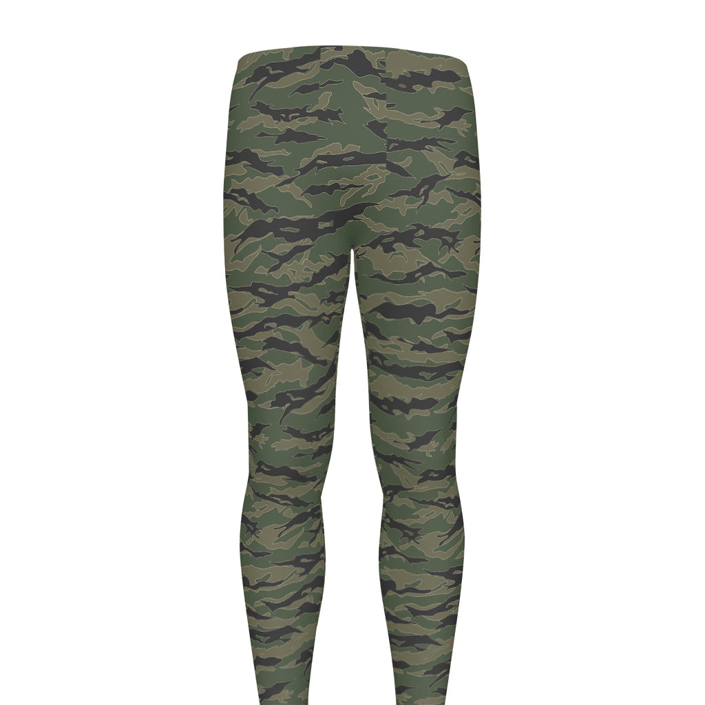 Green Tiger Stripe Camouflage Print Men's leggings