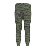 Green Tiger Stripe Camouflage Print Men's leggings