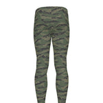 Green Tiger Stripe Camouflage Print Men's leggings