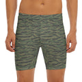 Green Tiger Stripe Camouflage Print Men's Long Boxer Briefs