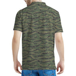 Green Tiger Stripe Camouflage Print Men's Polo Shirt