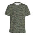 Green Tiger Stripe Camouflage Print Men's Athletic T-Shirt