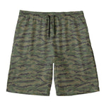 Green Tiger Stripe Camouflage Print Men's Swim Trunks