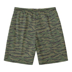 Green Tiger Stripe Camouflage Print Men's Swim Trunks