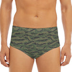 Green Tiger Stripe Camouflage Print Men's Triangle Swim Briefs
