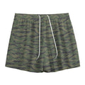 Green Tiger Stripe Camouflage Print Mesh Shorts