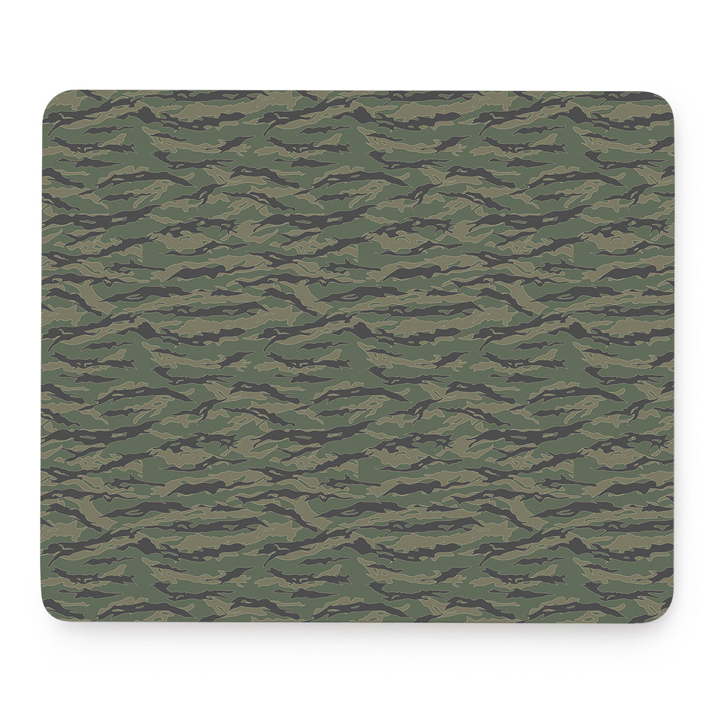 Green Tiger Stripe Camouflage Print Mouse Pad