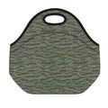 Green Tiger Stripe Camouflage Print Neoprene Lunch Bag