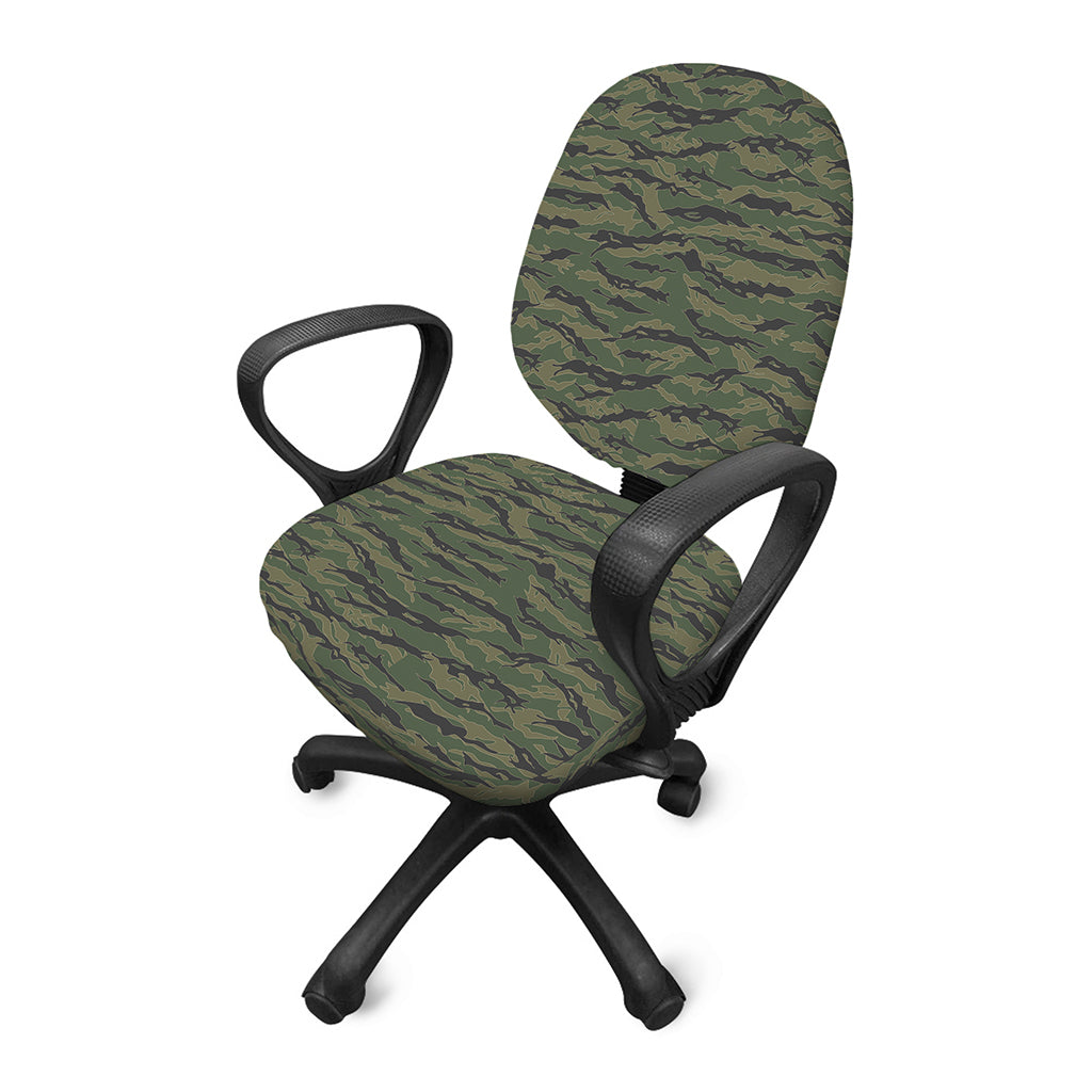 Green Tiger Stripe Camouflage Print Office Chair Cover