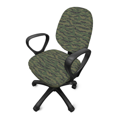 Green Tiger Stripe Camouflage Print Office Chair Cover