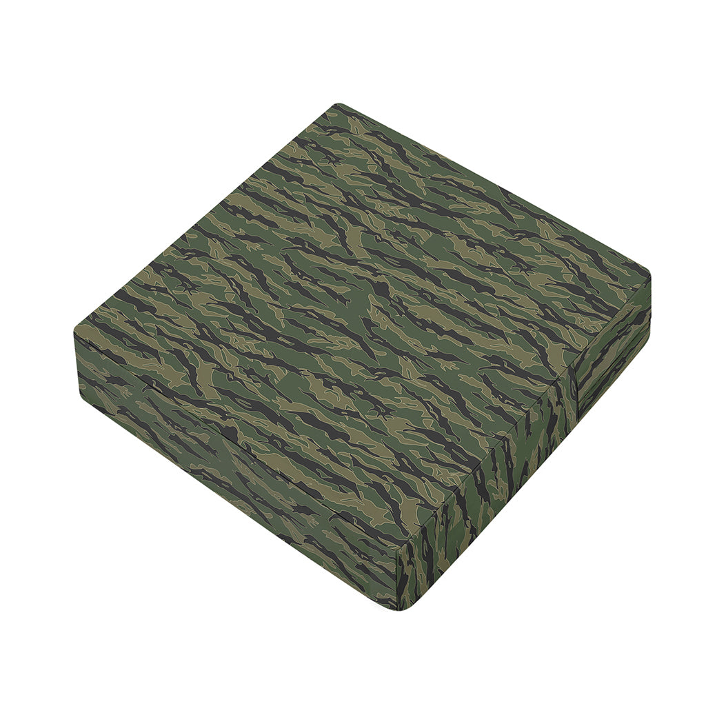 Green Tiger Stripe Camouflage Print Outdoor Seat Cushion Cover