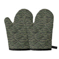 Green Tiger Stripe Camouflage Print Oven Mitts
