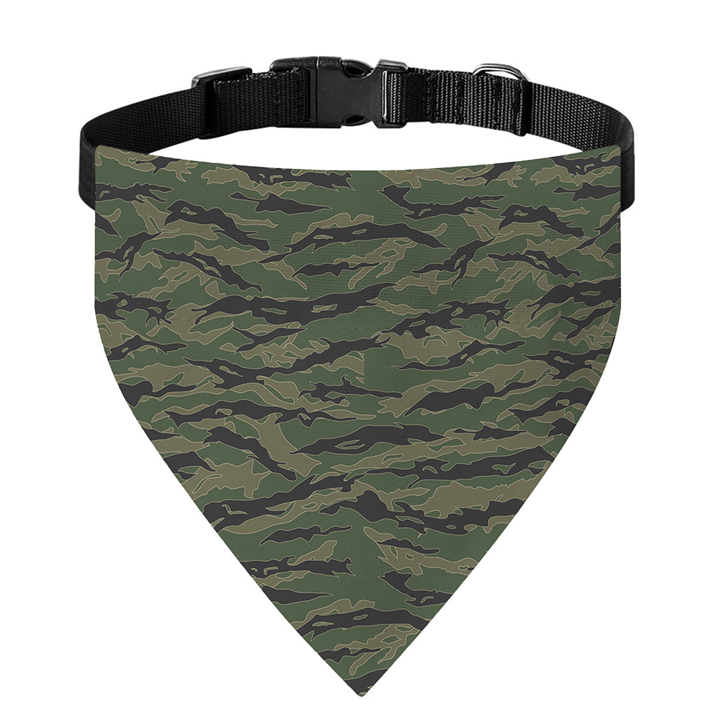 Green Tiger Stripe Camouflage Print Over The Collar Dog Bandana