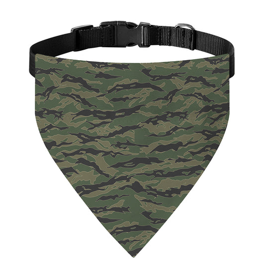 Green Tiger Stripe Camouflage Print Over The Collar Dog Bandana