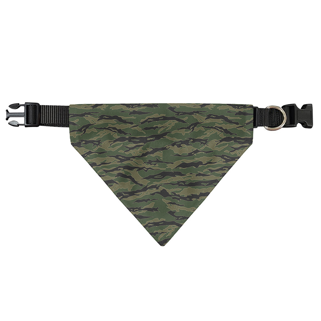 Green Tiger Stripe Camouflage Print Over The Collar Dog Bandana
